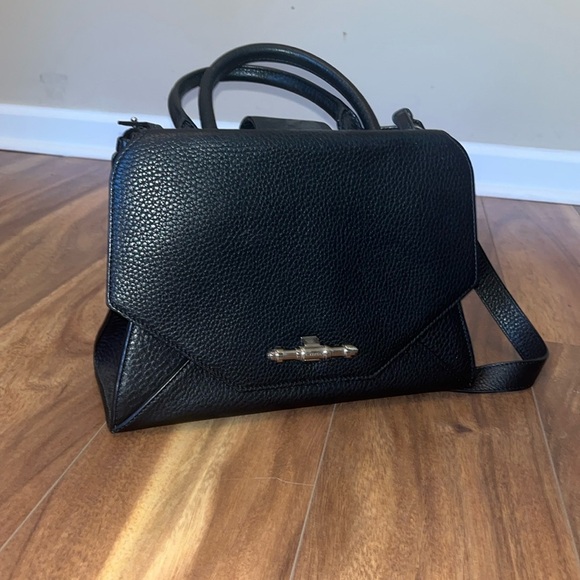 Vintage Givenchy Obsedia Medium Flap Black Pebbled Calfskin Satchel Hand Bag - Picture 4 of 16